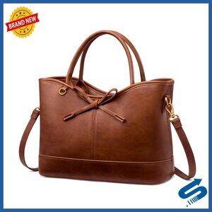 PU Leather Satchel with Adjustable Strap, Zippered Pockets, Holds 11-inch iPad